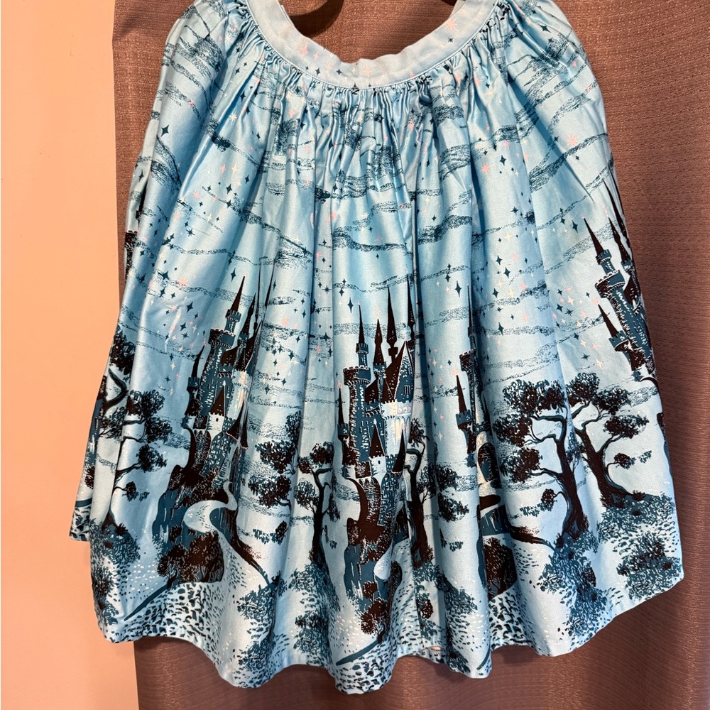 Pinup Couture Sky Blue Castle Print Mini Skirt